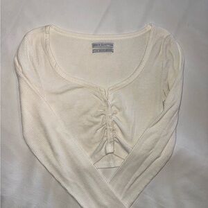 Urban Outfitters Cream Ribbed Long Sleeve Top